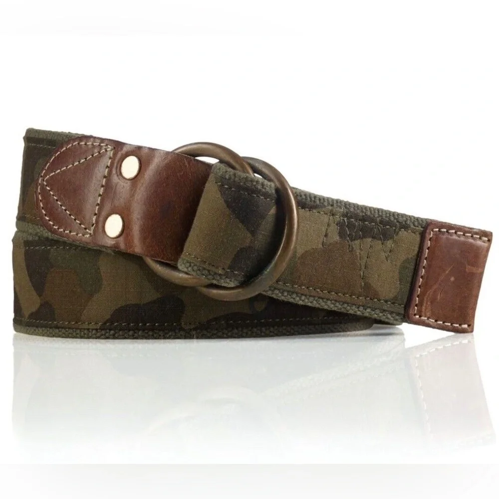NWOT Polo Ralph Lauren Camouflage Canvas & Leather O Ring Belt